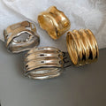 Irregular Smooth Metal Oval Bangle European American Minimalist Light Luxury Bracelet view 3
