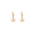 Elegant Vintage Cat Eye Stone Hydrangea Flower Drop Hoop Earrings For Women, Gold Alloy Zircon Fashion Earrings view 5