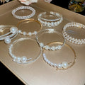 Rhinestone Irregular Multilayer Pearl Open Bangle French Vintage Light Luxury Jewelry view 1