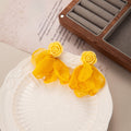 Elegant Summer Vacation Fabric Flower Studs With Pearl Rhinestone Accents Sweet Beach Style Earrings view 4