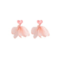 Elegant Summer Vacation Fabric Flower Studs With Pearl Rhinestone Accents Sweet Beach Style Earrings view 5
