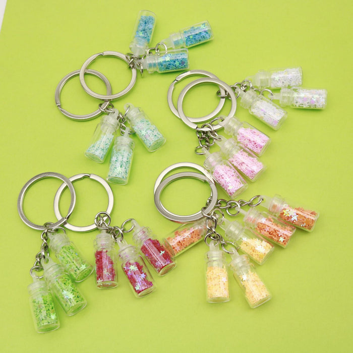 Glass Crystal Bottle Keychain Lucky Key Ring Gift