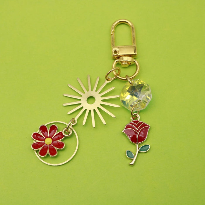 Metal Sunflower Rose Door Clasp Keychain Bag Charm