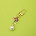 Zinc Alloy Rose Drop Oil Keychain Bag Charm Gift view 1