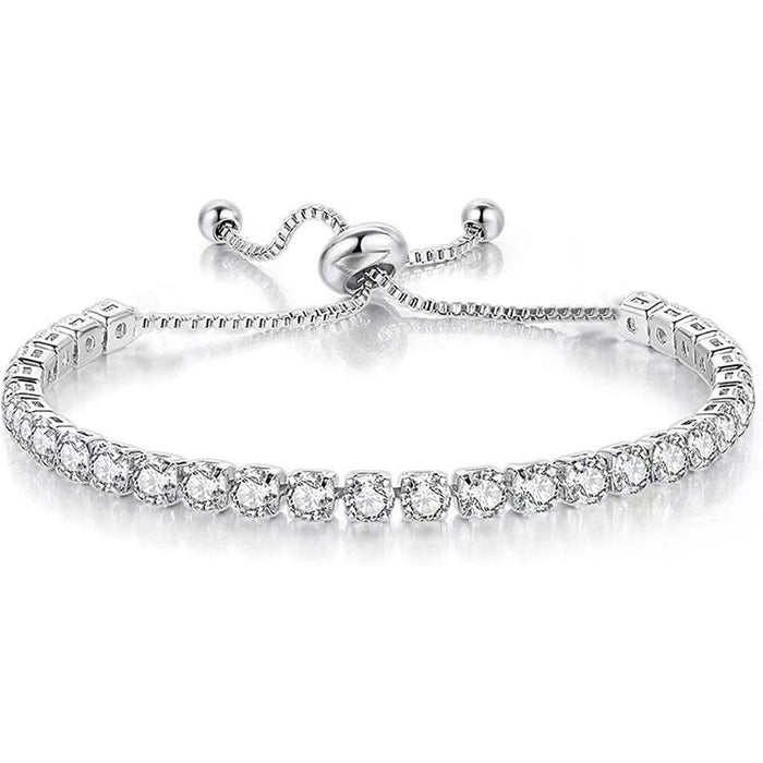 Fashion Women's Adjustable Bracelet, Minimalist Single Row 4mm Hand Accessory Jewelry