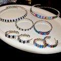 Luxury Copper Zircon Teardrop Open Choker Bracelet Earrings Jewelry Set view 1