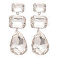 Chic Copper Rhinestone Square Teardrop Tassel Drop Earrings With Silver Pins view 5