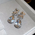 Chic Copper Rhinestone Square Teardrop Tassel Drop Earrings With Silver Pins view 3