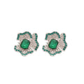 Luxury Alloy Floral Rhinestone Stud Earrings For Women Palace Style Light Luxury Jewelry view 5