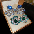 Luxury Alloy Floral Rhinestone Stud Earrings For Women Palace Style Light Luxury Jewelry view 1