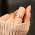 Minimal Laser Engraved Oval Hook Geometric Ring For Women, Trendy Gift Jewelry view 2