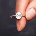 Minimal Laser Engraved Oval Hook Geometric Ring For Women, Trendy Gift Jewelry view 1