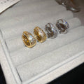 Copper Zircon Oval U-Shaped Hoop Earrings For Women Minimalist Luxury Geometric Style view 1