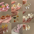 Light Luxury Copper Zircon Flower Stud Earrings For Women Vintage Floral Design view 1