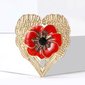 Alloy Enamel Heart Poppy Brooch Small Women Clothing Lapel Pin view 2