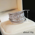 Women's Exquisite Multi Layer Zircon Ring, Niche Fashion Sparkling Designer Style Finger Jewelry view 4