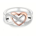 Hollow Heart Ring For Women Elegant Two Tone Mobius Band Fashion Jewelry view 1