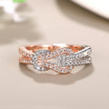 Two Tone Electroplated Knot Ring For Women, Micro Paved Zircon Fashion Jewelry view 2