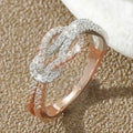 Two Tone Electroplated Knot Ring For Women, Micro Paved Zircon Fashion Jewelry view 5