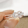 Two Tone Electroplated Knot Ring For Women, Micro Paved Zircon Fashion Jewelry view 3