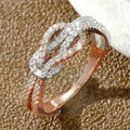 Two Tone Electroplated Knot Ring For Women, Micro Paved Zircon Fashion Jewelry view 1