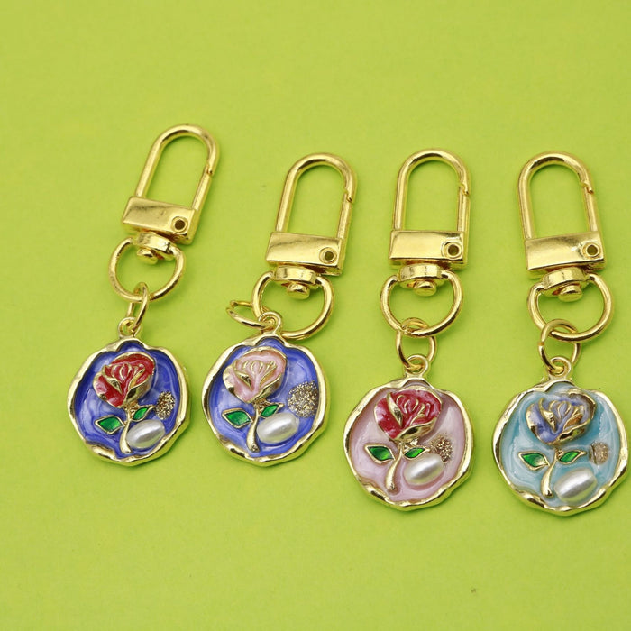 Zinc Alloy Monet Garden Flower Keychain Artistic Bag Charm