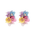 Fabric Chiffon Flower Stud Earrings For Women Fresh Sweet Beach Vacation Style Jewelry view 5