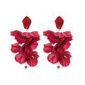 Vacation Style Fabric Flower Zircon Pearl Tassel Drop Earrings With Sterling Silver Pins view 5
