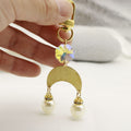 Metal Pearl Shell Moon Heart Keychain Bag Charm Gift view 4