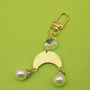 Metal Pearl Shell Moon Heart Keychain Bag Charm Gift