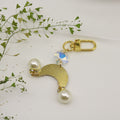 Metal Pearl Shell Moon Heart Keychain Bag Charm Gift view 3
