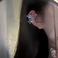 Copper Zircon Flower Clip-on Earrings For Women, Minimalist Light Luxury Cartilage Ear Cuff view 4