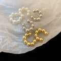 French Style Faux Pearl C-Shaped Clip-on Earrings, Light Luxury Geometric Ear Cuff Jewelry view 4