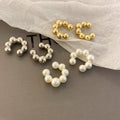 French Style Faux Pearl C-Shaped Clip-on Earrings, Light Luxury Geometric Ear Cuff Jewelry view 2