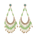 Alloy Rhinestone Flower Waterdrop Tassel Drop Earrings Vacation Style Silver Post Jewelry view 5