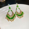 Alloy Rhinestone Flower Waterdrop Tassel Drop Earrings Vacation Style Silver Post Jewelry view 3