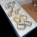 Light Luxury Copper Zircon Oval U-Shaped Earrings Retro Elegant Geometric Ear Cuffs view 1