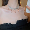 Light Luxury French Vintage Teardrop Zircon Tassel Alloy Collarbone Necklace view 3