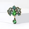 Alloy Crystal Glass Leaf Pendant Brooch Pin For Women's Clothing view 4