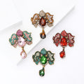 Alloy Crystal Glass Leaf Pendant Brooch Pin For Women's Clothing view 2