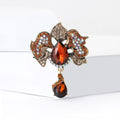 Alloy Crystal Glass Leaf Pendant Brooch Pin For Women's Clothing view 3