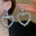 Alloy Rhinestone Hollow Heart Stud Earrings Chic Statement Light Luxury Jewelry For Women view 2