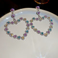 Alloy Rhinestone Hollow Heart Stud Earrings Chic Statement Light Luxury Jewelry For Women view 3