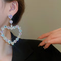 Alloy Rhinestone Hollow Heart Stud Earrings Chic Statement Light Luxury Jewelry For Women view 4