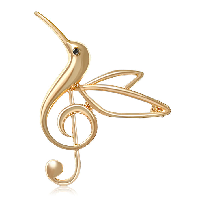 Alloy Enamel Hummingbird Music Note Brooch For Suit And Shawl Decoration
