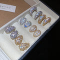 Light Luxury Copper Zircon Moon Stud Earrings For Women, Geometric European Style Jewelry view 1