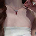 French Minimalist Copper Zircon Teardrop Pendant Necklace Light Luxury Clavicle Chain view 1