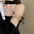 Metal Crumpled Hollow Wavy Multilayer Bangle European American Vintage Statement Jewelry For Women view 3
