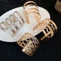 Metal Crumpled Hollow Wavy Multilayer Bangle European American Vintage Statement Jewelry For Women view 2