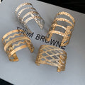 Metal Crumpled Hollow Wavy Multilayer Bangle European American Vintage Statement Jewelry For Women view 4